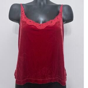 Vintage Red Velvet Lace Cami Tank Sz M Y2K Whimsigoth Coquette Gilligan O’Malley